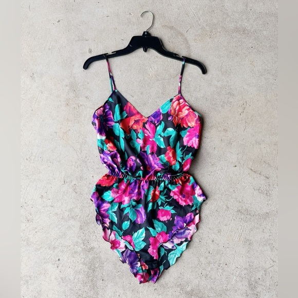 🌸 VINTAGE 90s St. Michael’s Floral Satin Teddy | Size M / US 8 - Picture 4 of 4